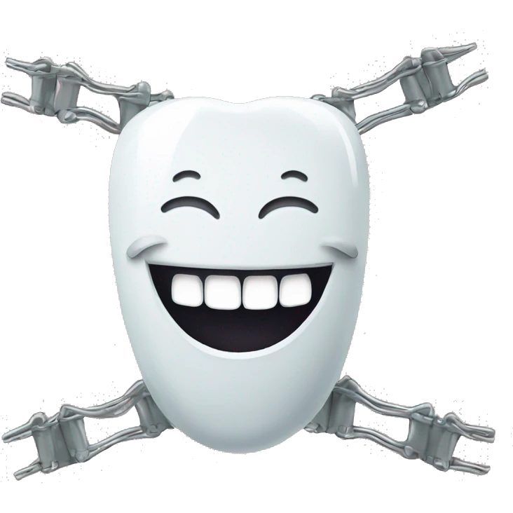 metal braces ontop of white teeth smiling emoji
