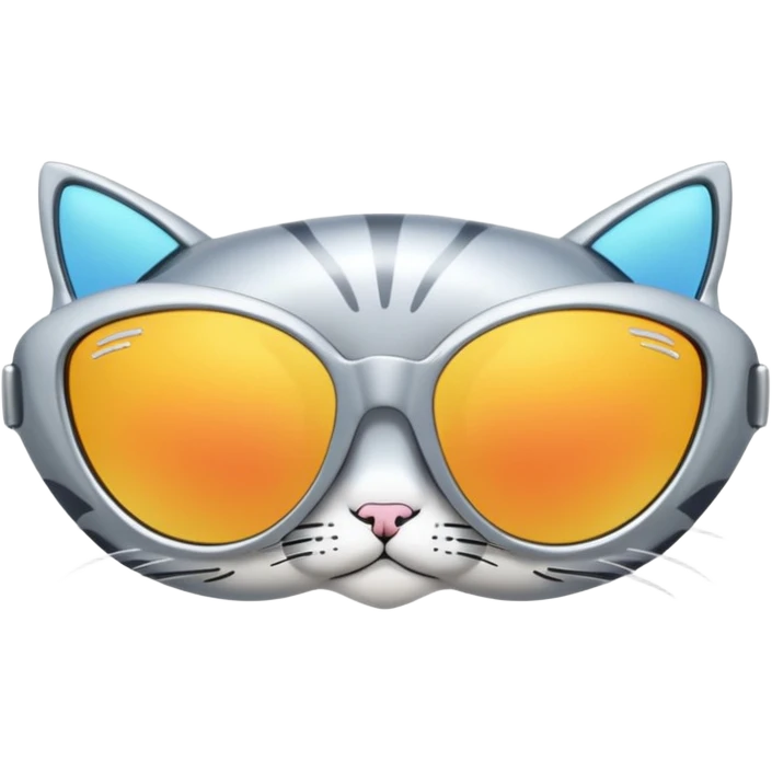 Y2K  Sports Sunglasses front view cat eye with silver frame emoji