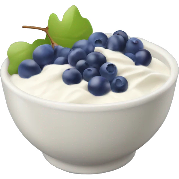 yoghurt bowl with grapes and blueberries emoji