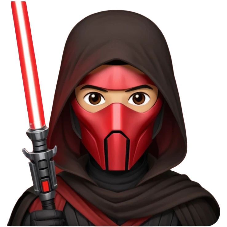 Darth Revan with his mask on holding red lightsaber mainly face shot not as much body emoji
