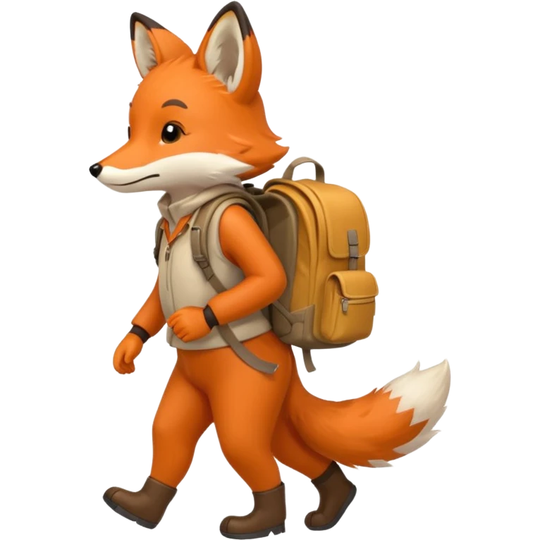 a fox walking with a backpack
 emoji