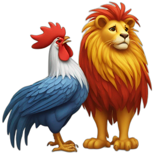 Rooster and lion in love emoji