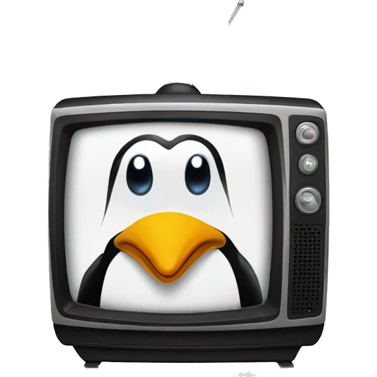 television with penguin on screen emoji