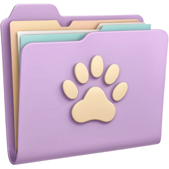 a pastel folder of documents with a pawprint on it emoji