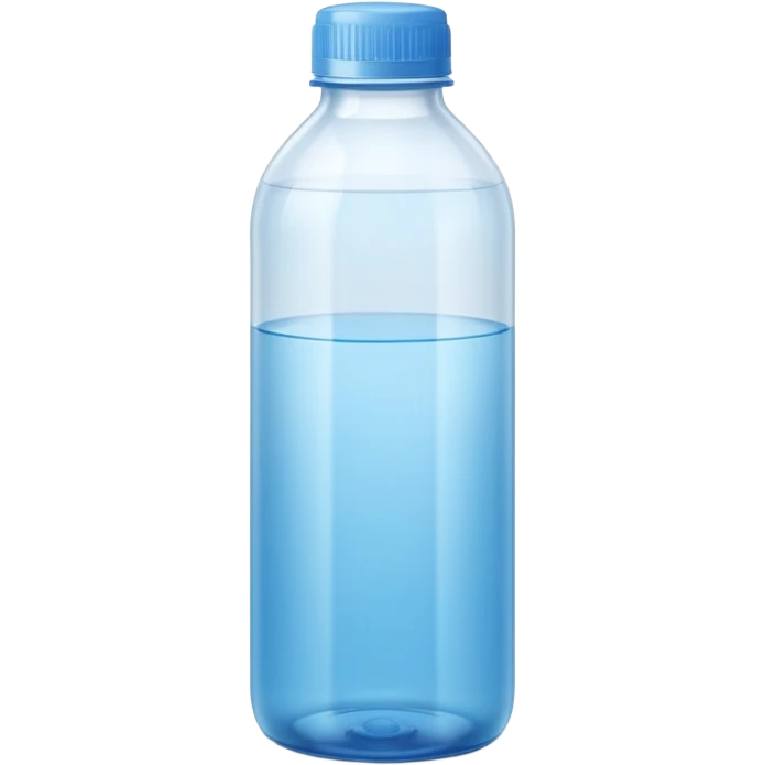tall translucent plastic bottle with smooth curves and slightly tinted blue or white cap, filled with clear liquid, clean minimal design, no label, no measuring cap, no drops, no extras, sealed bottle, soft lighting, subtle shadows, emoji scale emoji