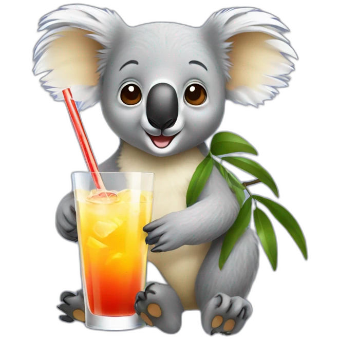Koala drinking cocktail emoji