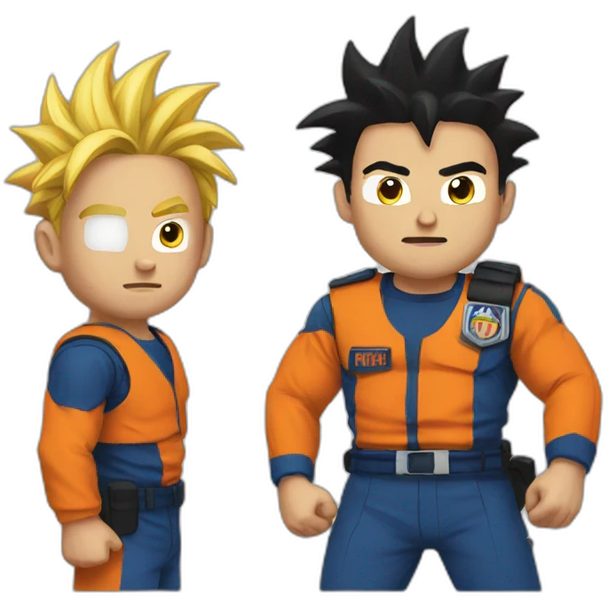 A person getting arrested by Goku emoji