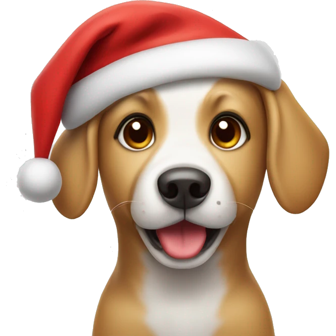 Cute Dog wearing a Santa hat emoji