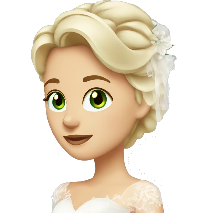 Blonde bride green eyes. Dark Brown hair groom brown eyes Caucasian  emoji