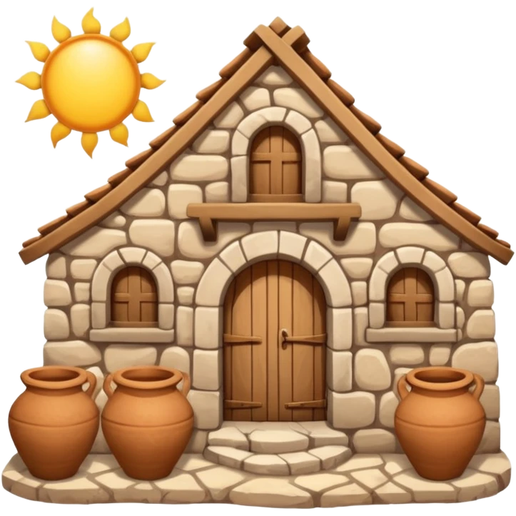 ancient Nazareth stone dwelling with clay pots emoji