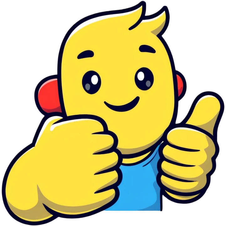 person celebrating completed job, thumbs up gesture emoji