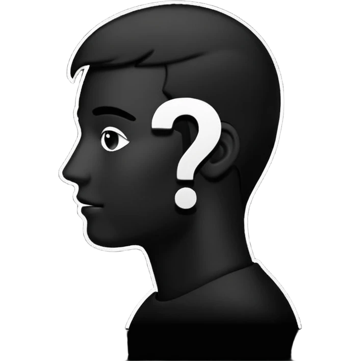 silhouette of a man with a question mark emoji