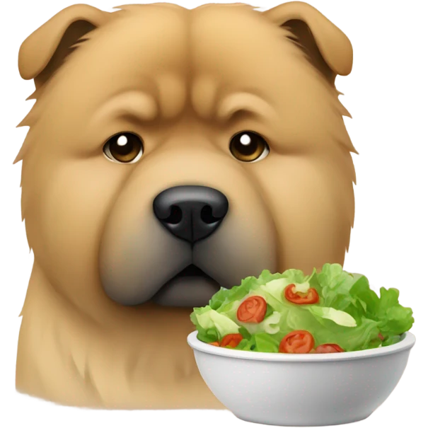 chow chow looking at salad sadly emoji