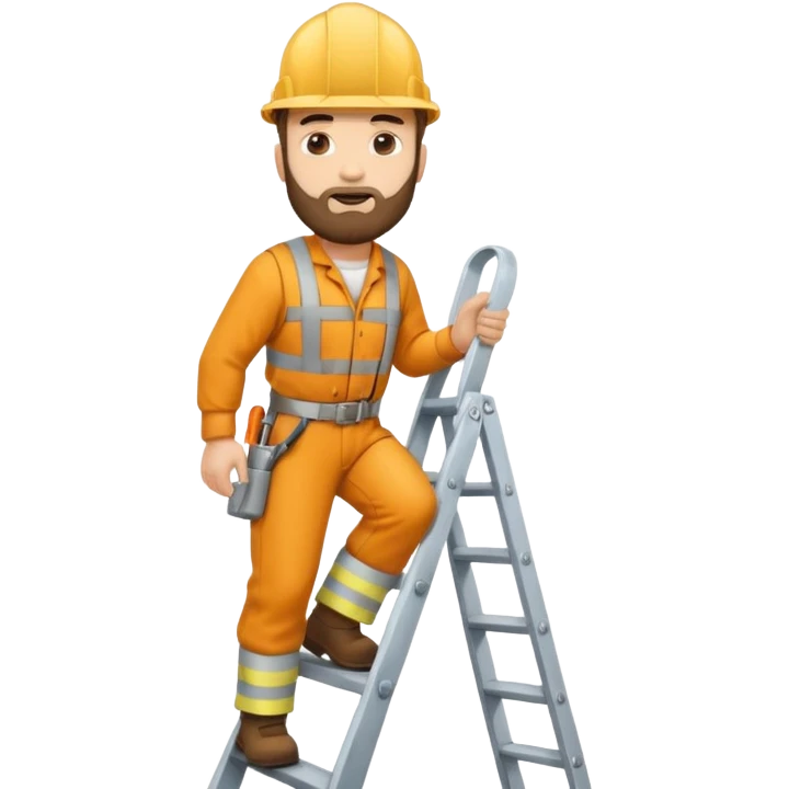steeplejack man light skin with a beard on a ladder up  a spire emoji