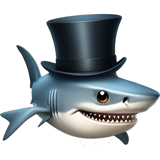 Shark with a top hat emoji