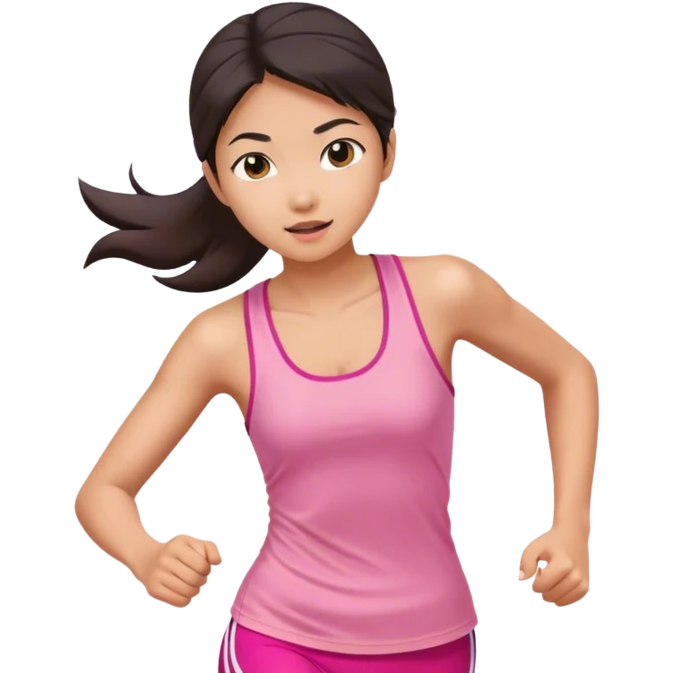 asian girl pink tank top running emoji