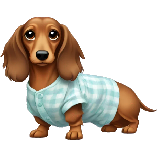 Long haired dachshund wearing pajamas emoji