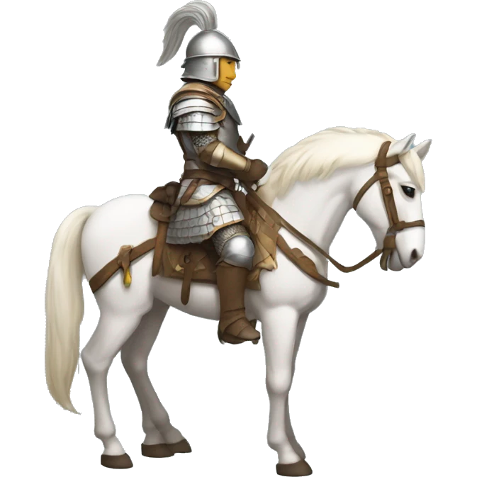 a white avar nomadic soldier on a horse from the side with little armor on emoji