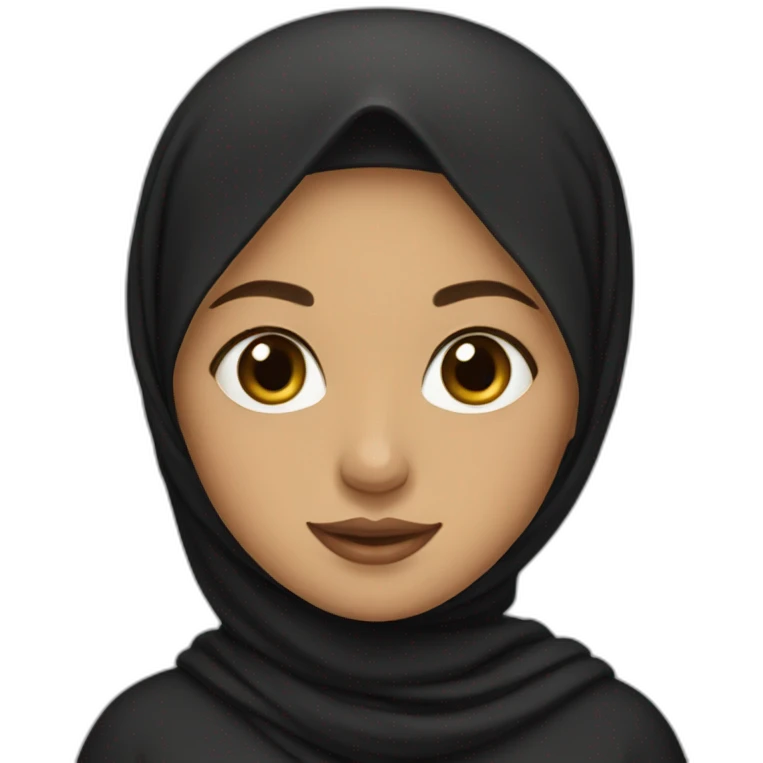 A hijabi girl with mat skin, black sweat and black skirt emoji