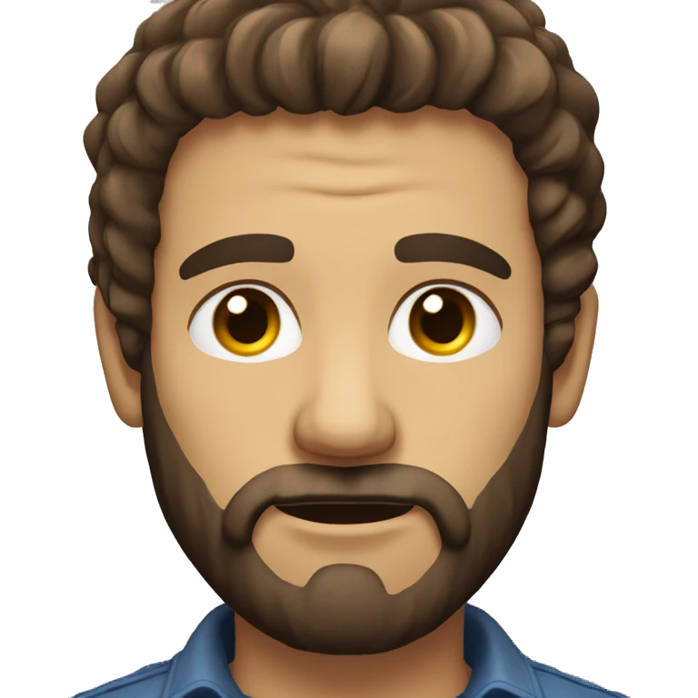 man head, furrowed eyebrows, scruffy brown hair, beard emoji