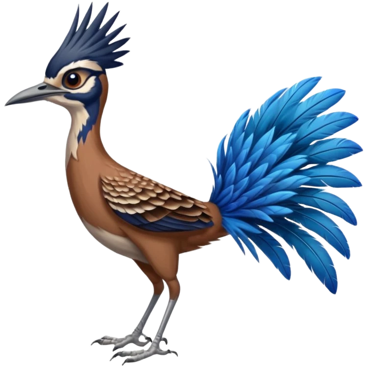 realistic roadrunner bird emoji, tail pointed down, realistic colors emoji