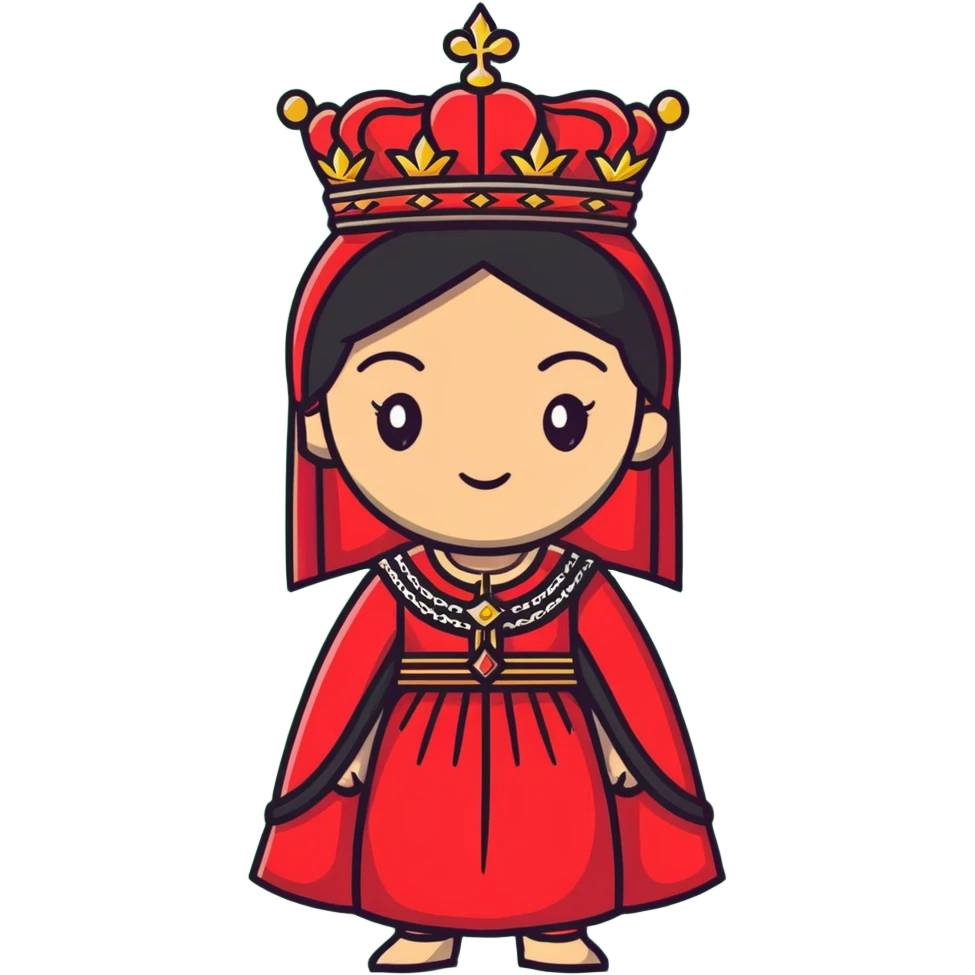 Ottoman queen with red dress and crown, imperial Turkish royal attire emoji