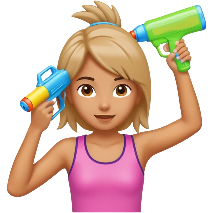 Girl with a water gun to her hair emoji
