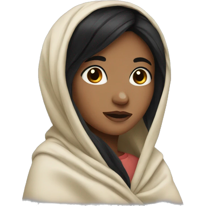 Girl with black hair in blanket emoji
