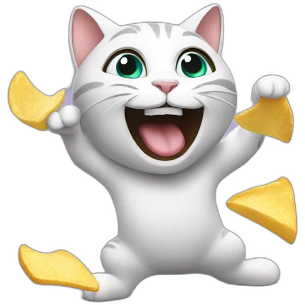 cat eating chips while dancing emoji