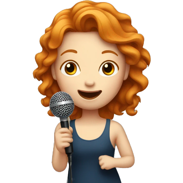 Ginger girl with microphone singing  emoji