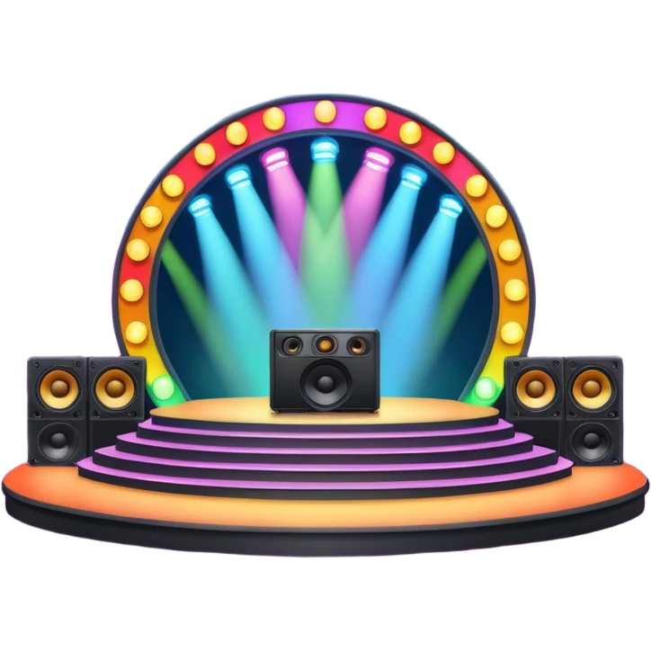 concert stage with colorful lights and speakers emoji