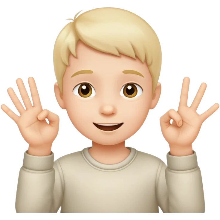 child counting on fingers, cheerful and educational emoji
