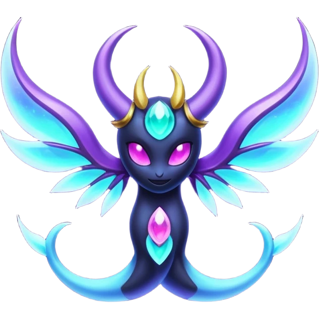 Shiny iridescent glowing dark neon Lunala-Dhelmise-fusion emoji