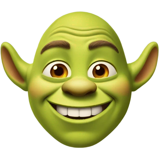 Shrek saying oh hello there but only his tiny arms and legs are attached to only his head emoji