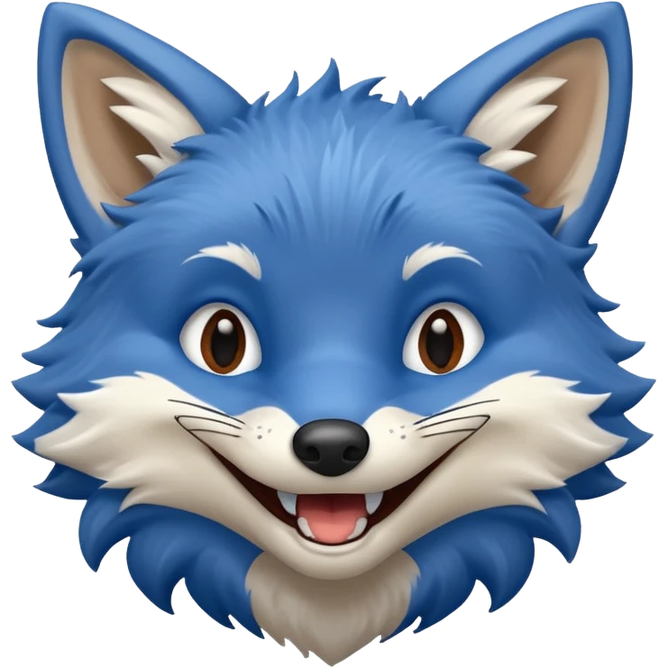 blue fox face laughing emoji