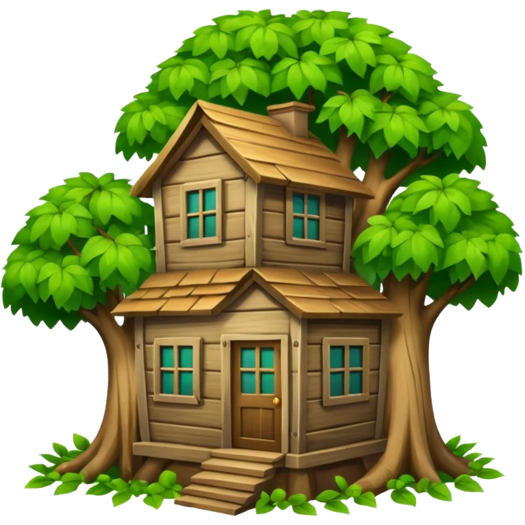 house covered by tree emoji
