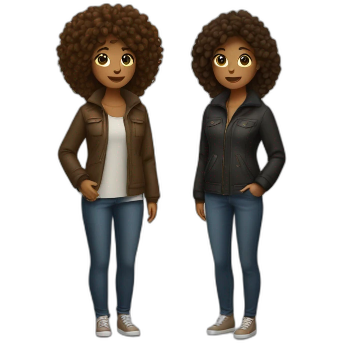 couple de filles noir avec des cheveux brun emoji