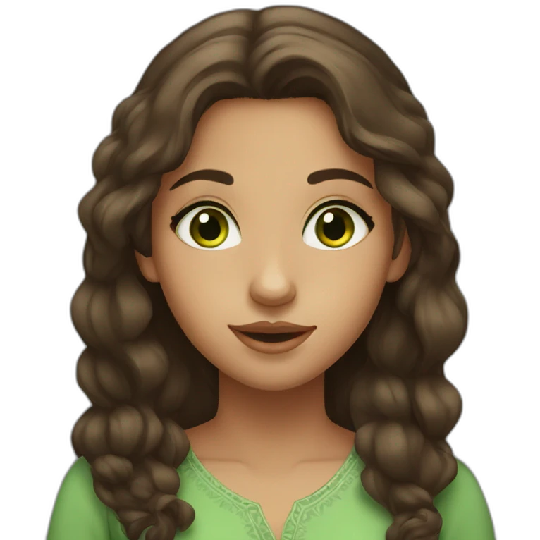 A Moroccan young girl with brown hair and green eyes emoji