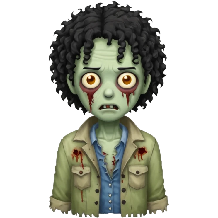 Zumbi com cabelo cacheado preto  emoji