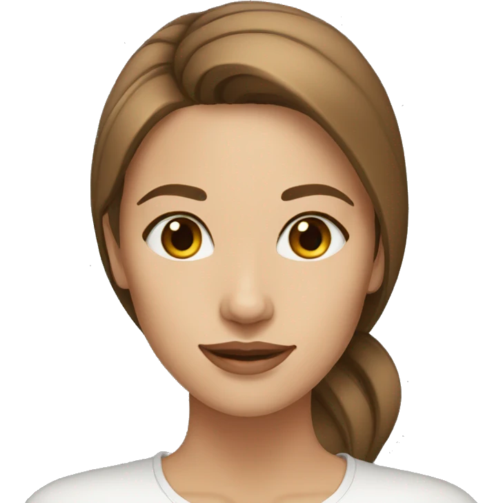 beautiful woman, straight light brown hair, brown eyes emoji