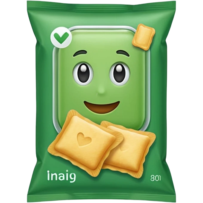 green pacaged chip without writing emoji