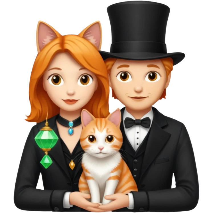  Icon magician couple and their pet cat emoji