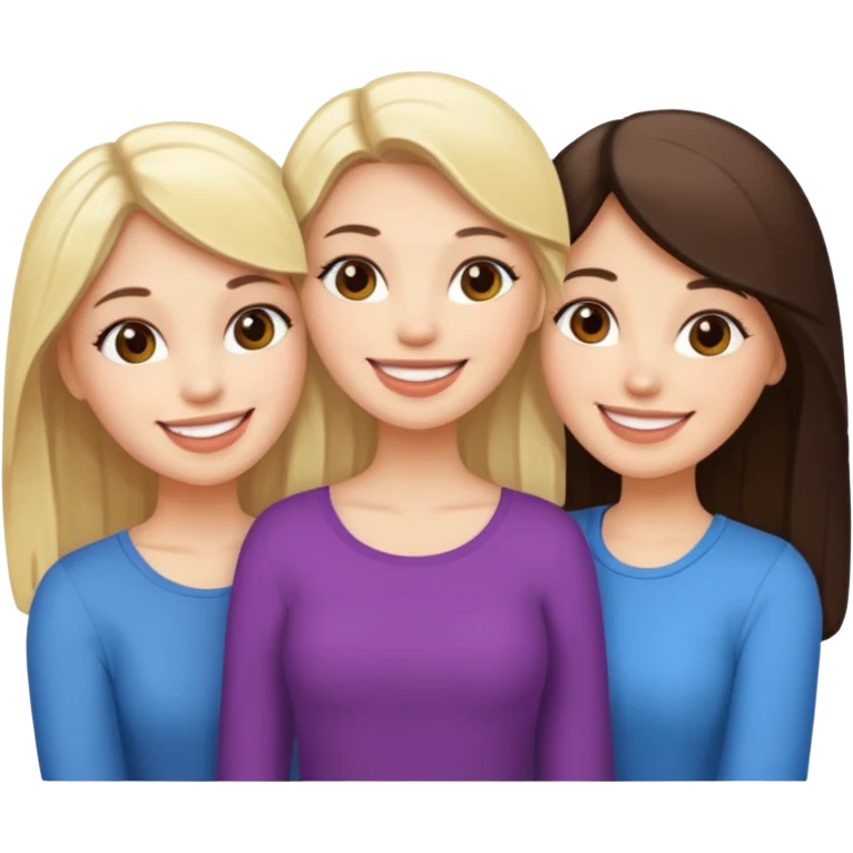 3 girlfriends white 1 blond 2 brunette  emoji