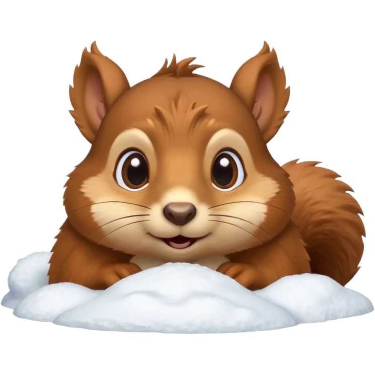 squirrel poking its head out of snow hill emoji