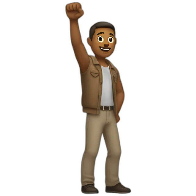 Man raises right arm emoji