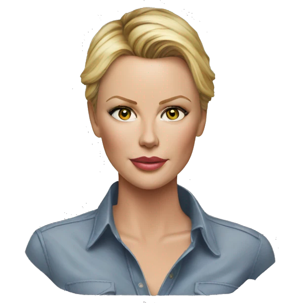 ultra realistic charlize theron wearing shirt emoji