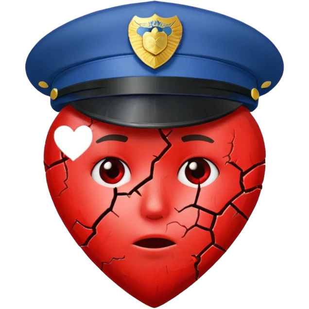 Corazón roto con gorra de policia emoji