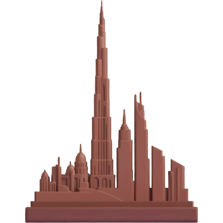 chocolate with Dubai's Burj Khalifa embossed on top emoji
