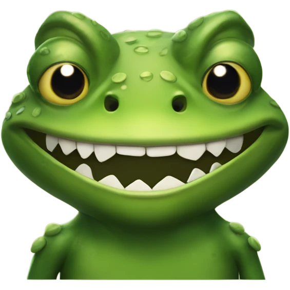 A frog with Vic teeth and armor that looks like vegetal emoji