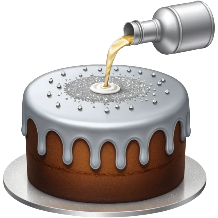 siler glitter being poured onto a cake  emoji
